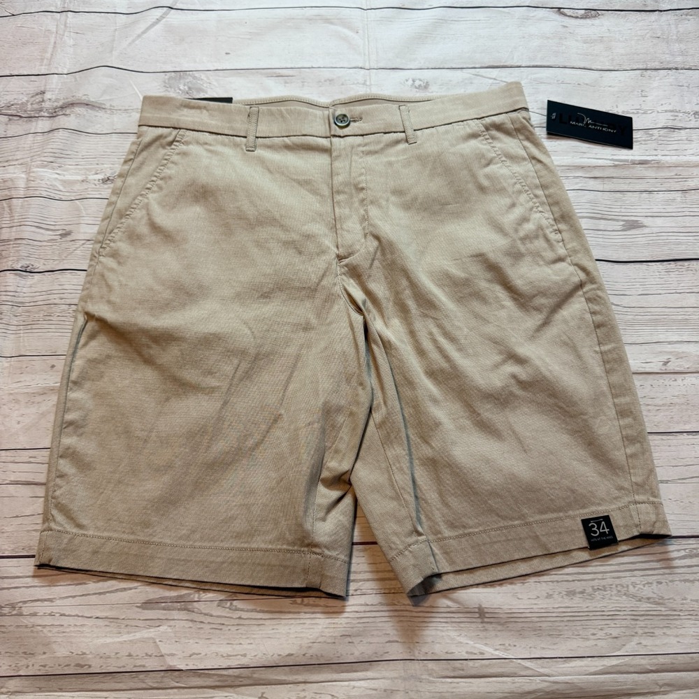 NWT Marc Anthony Luxury Slim-Fit Khaki Casual Shorts Flat Front Men's Size 34x10